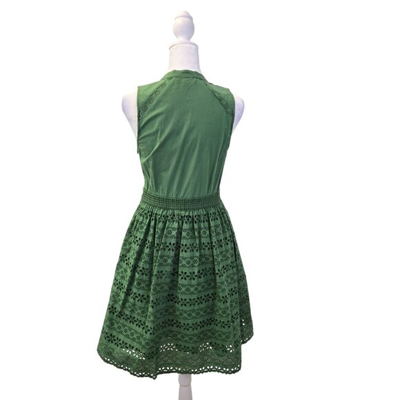 Anthropologie Wolven Sleeveless Fit and Flare Eyelet Detail Dress Size 2 - Picture 2 of 9